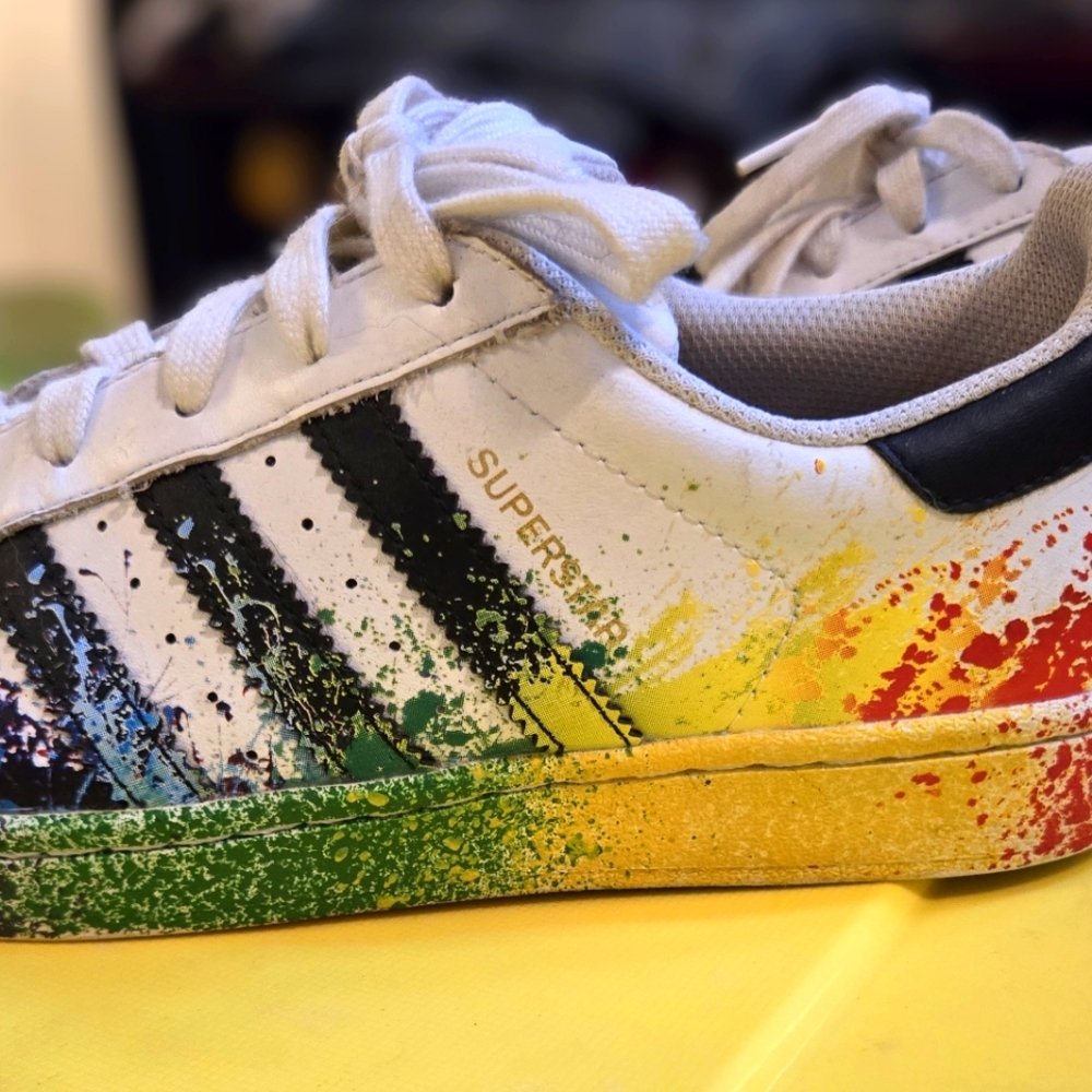 Addidas Superstar Rainbow Paint Splatter